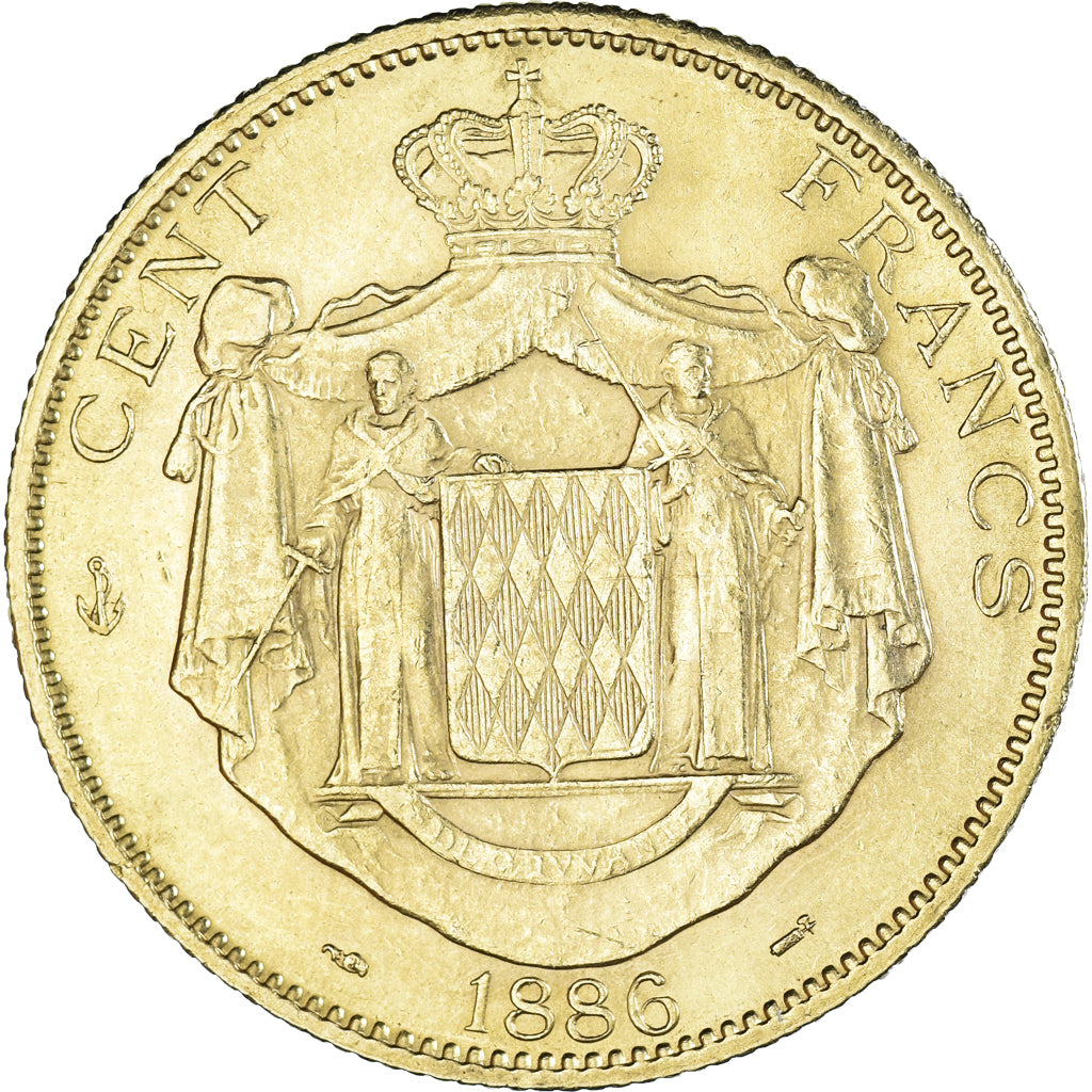 Coin, Monaco, Charles III, 100 Francs, Cent, 1886, Paris, AU(55-58), Gold, KM:99
