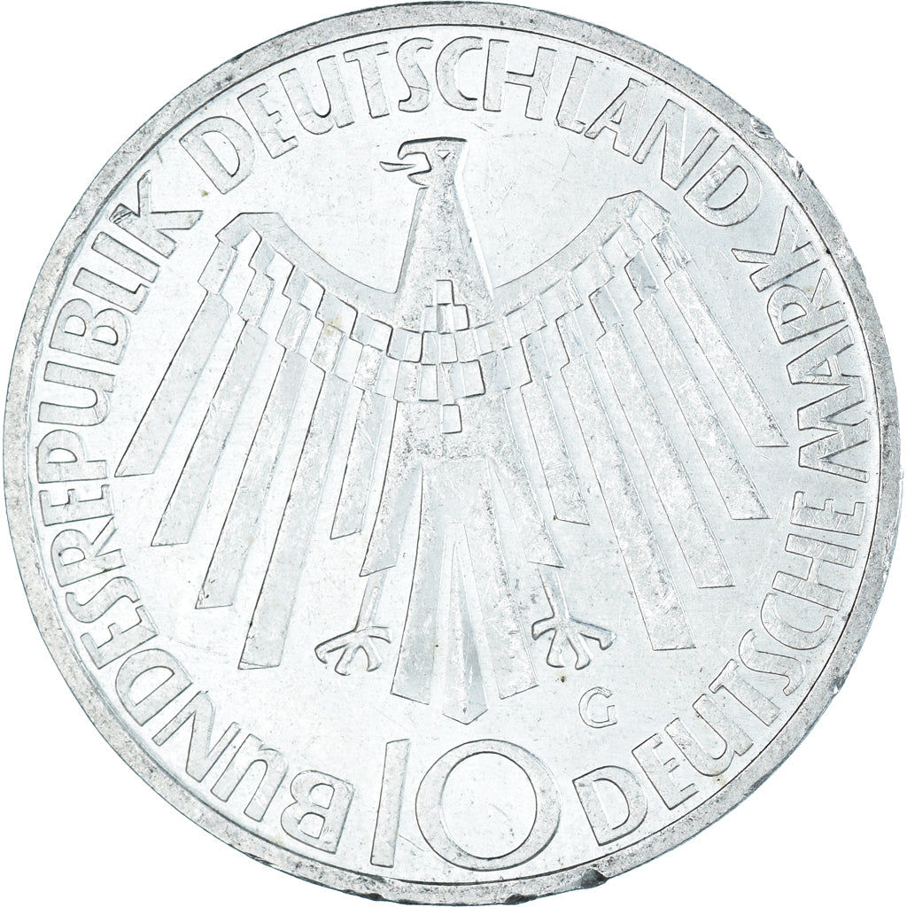 Coin, GERMANY - FEDERAL REPUBLIC, 10 Mark, 1972, Hamburg, AU(55-58), Silver