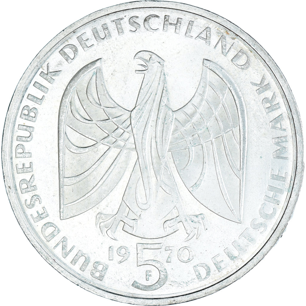 Coin, GERMANY - FEDERAL REPUBLIC, 5 Mark, 1970, Stuttgart, Germany, EF(40-45)
