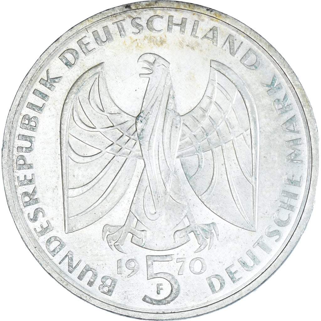 Moneta, GERMANIA - REPUBBLICA FEDERALE, 5 Mark, 1970, Stuttgart, Germany, BB+
