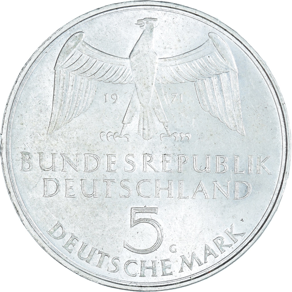 Coin, GERMANY - FEDERAL REPUBLIC, 5 Mark, 1971, Karlsruhe, Germany, AU(50-53)