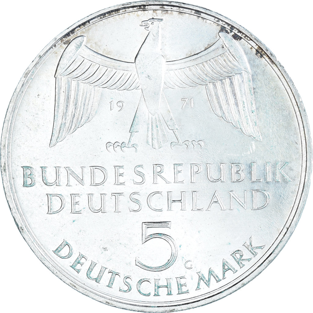 Coin, GERMANY - FEDERAL REPUBLIC, 5 Mark, 1971, Karlsruhe, Germany, AU(55-58)