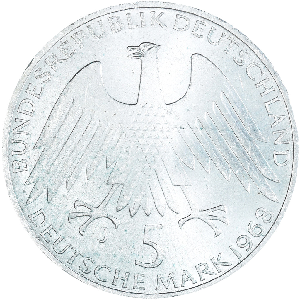 Moneda, ALEMANIA - REPÚBLICA FEDERAL, 5 Mark, 1968, Hamburg, Germany, MBC+