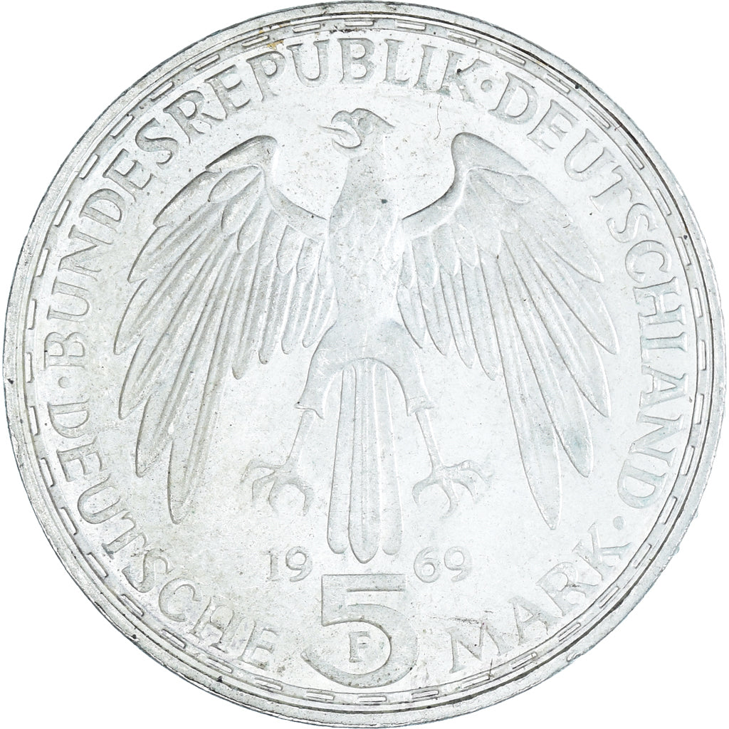 Moneta, GERMANIA - REPUBBLICA FEDERALE, 5 Mark, 1969, Stuttgart, Germany, BB+