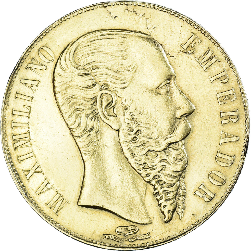 Moneda, México, Maximilian, 20 Pesos, 1866, Mexico City, MBC, Oro, KM:389
