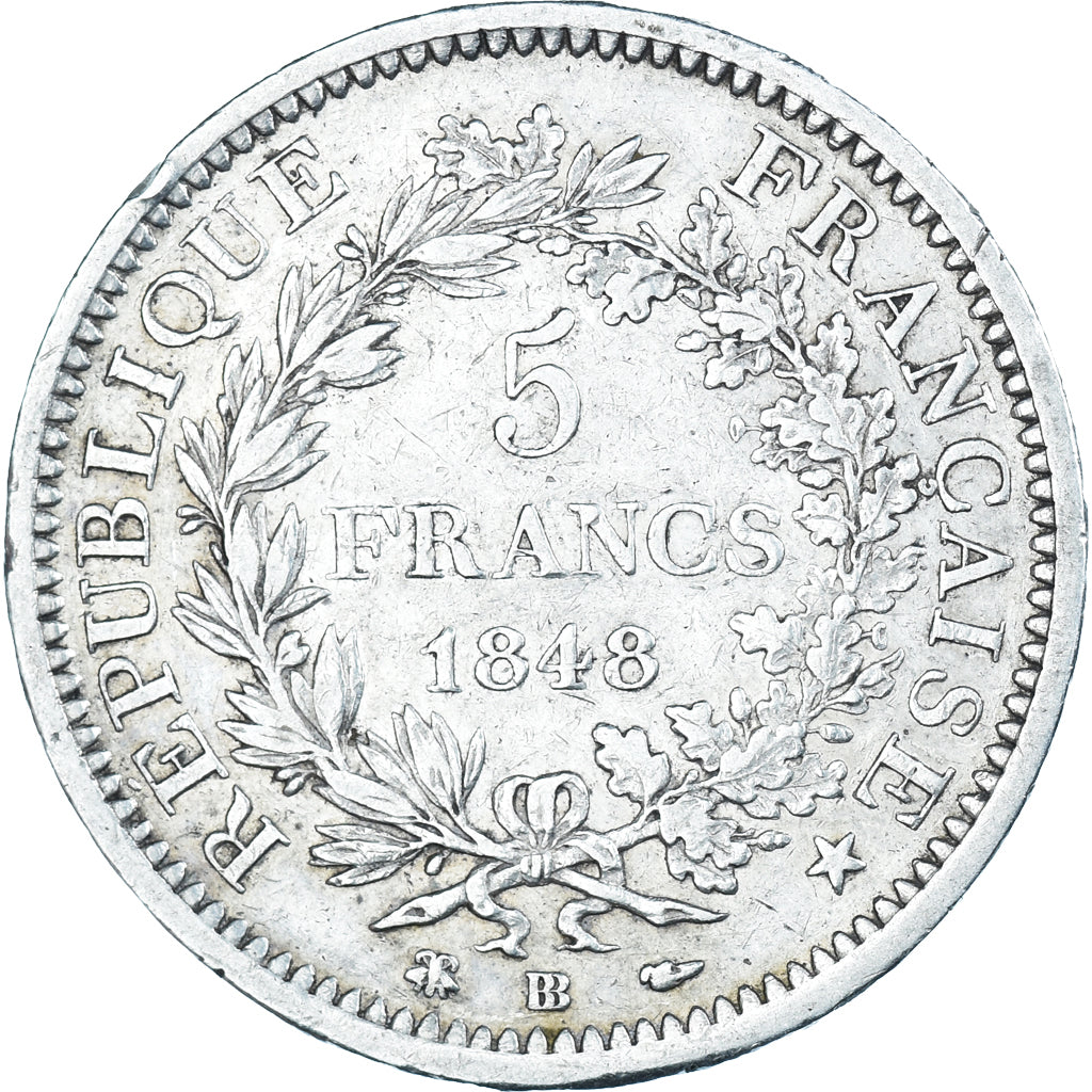 Coin, France, Hercule, 5 Francs, 1848, Strasbourg, VF(30-35), Silver, KM:756.2