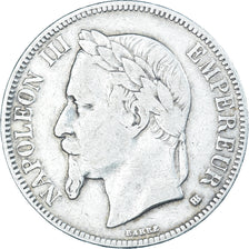 Moeda, França, Napoleon III, 5 Francs, 1868, Strasbourg, VF(20-25), Prata