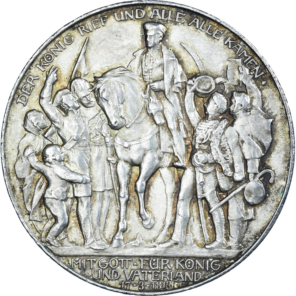Coin, GERMANY - EMPIRE, Wilhelm II, 3 Mark, 1913, Berlin, AU(55-58), Silver