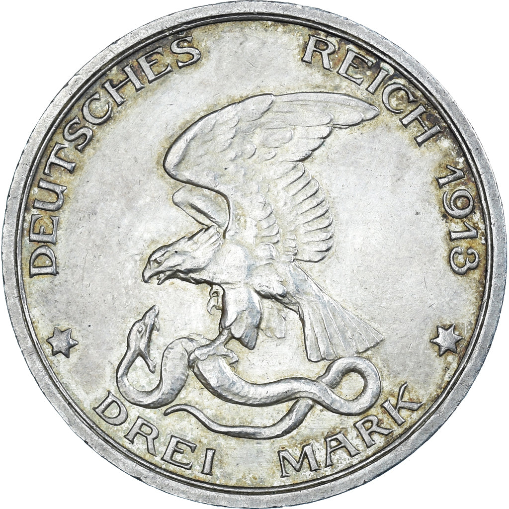 Coin, GERMANY - EMPIRE, Wilhelm II, 3 Mark, 1913, Berlin, AU(55-58), Silver