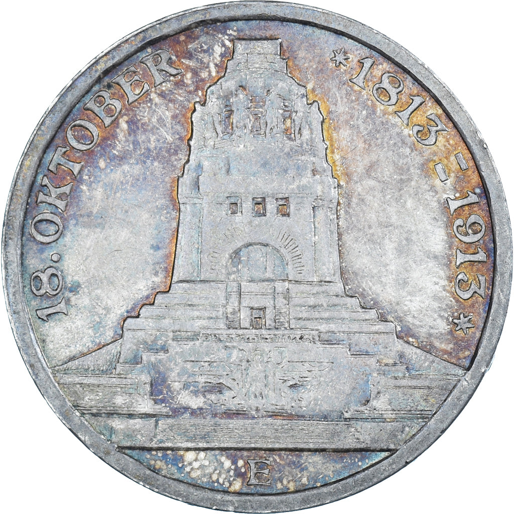 Moeda, Estados Alemães, SAXONY-ALBERTINE, Friedrich August III, 3 Mark, 1913