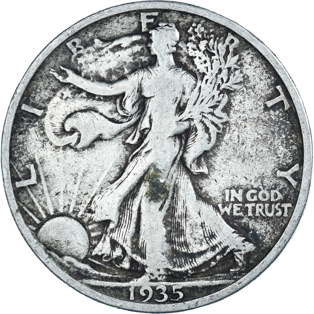 Coin, United States, Walking Liberty Half Dollar, Half Dollar, 1935, U.S. Mint