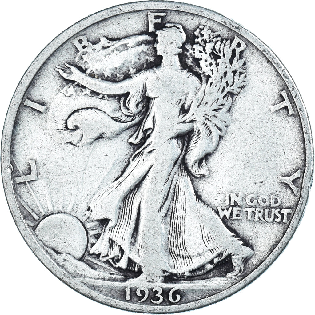 Coin, United States, Walking Liberty Half Dollar, Half Dollar, 1936, U.S. Mint