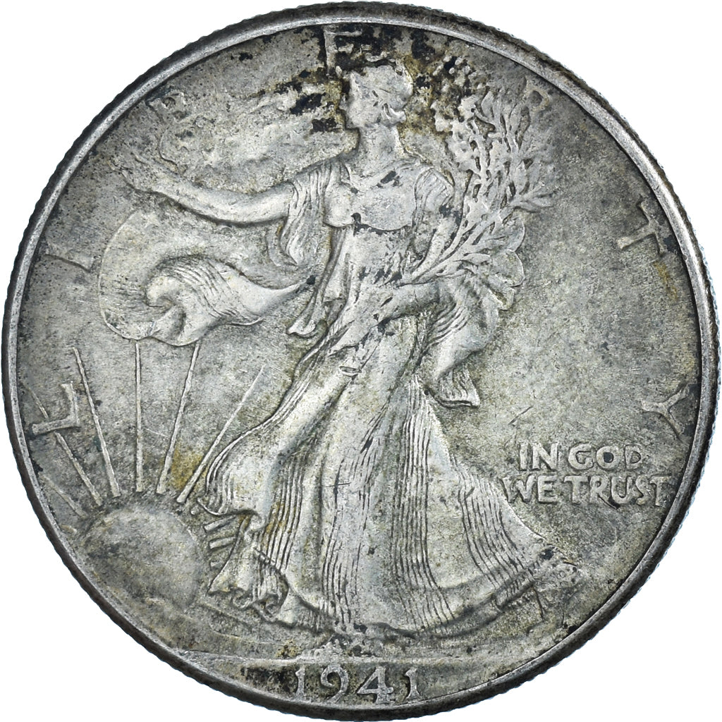 Coin, United States, Walking Liberty Half Dollar, Half Dollar, 1941, U.S. Mint