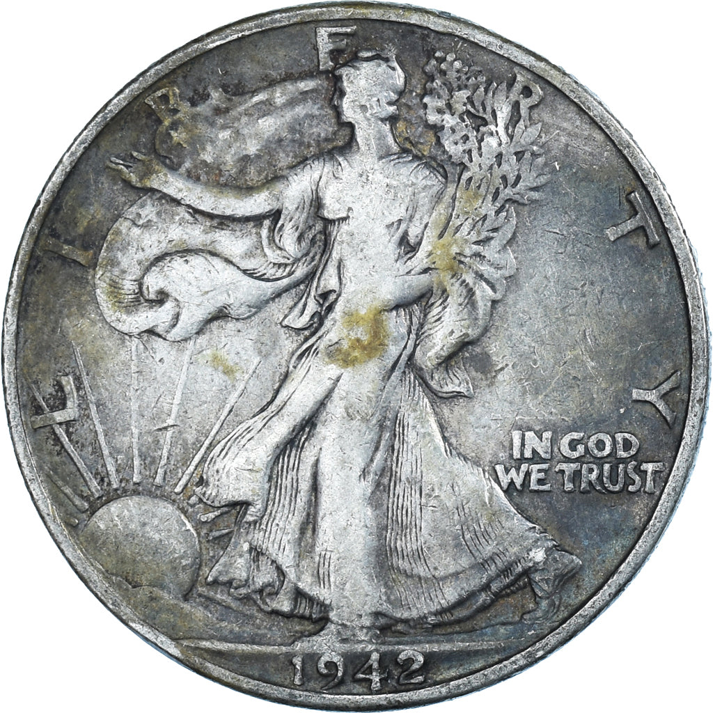 Coin, United States, Walking Liberty Half Dollar, Half Dollar, 1942, U.S. Mint