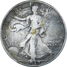 Coin, United States, Walking Liberty Half Dollar, Half Dollar, 1942, U.S. Mint