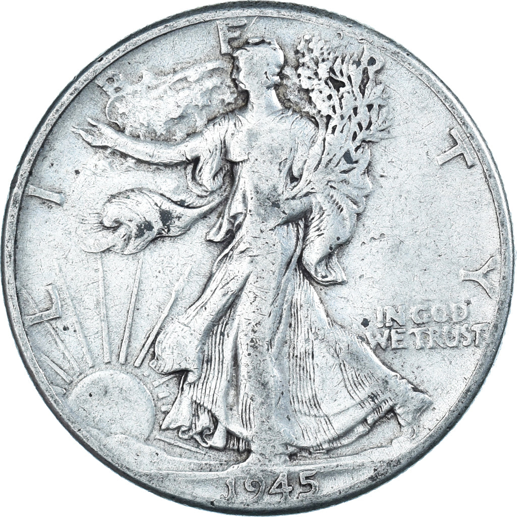 Coin, United States, Walking Liberty Half Dollar, Half Dollar, 1945, U.S. Mint