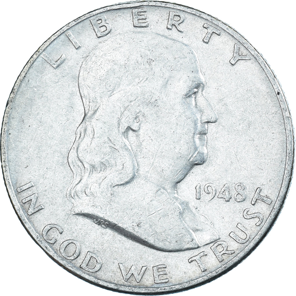 Coin, United States, Franklin Half Dollar, Half Dollar, 1948, U.S. Mint, Denver