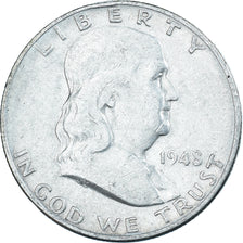Coin, United States, Franklin Half Dollar, Half Dollar, 1948, U.S. Mint, Denver