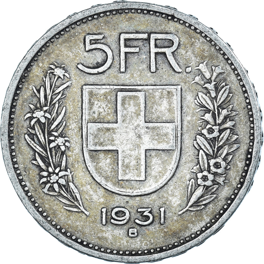 Coin, Switzerland, 5 Francs, 1931, Bern, VF(30-35), Silver, KM:40
