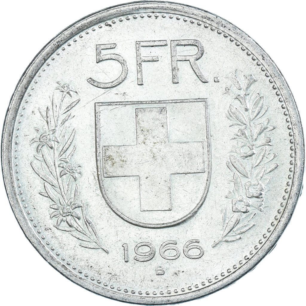 Coin, Switzerland, 5 Francs, 1966, Bern, AU(50-53), Silver, KM:40