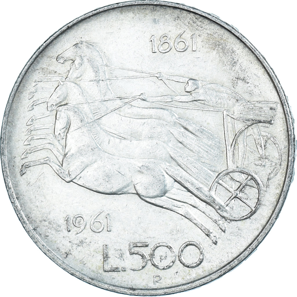 Coin, Italy, 500 Lire, 1961, Rome, AU(50-53), Silver, KM:99