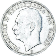 Coin, German States, BADEN, Friedrich II, 3 Mark, 1912, Stuttgart, AU(50-53)