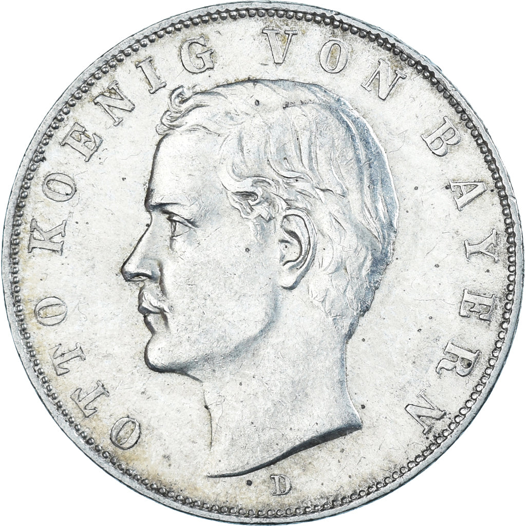 Coin, German States, BAVARIA, Otto, 3 Mark, 1911, Munich, AU(50-53), Silver