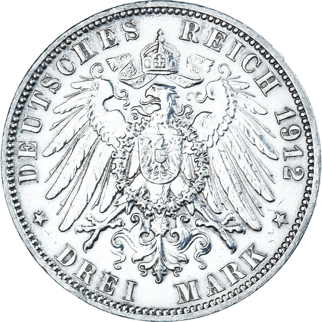 Moneta, Stati tedeschi, HAMBURG, 3 Mark, 1912, Hamburg, MB+, Argento, KM:620