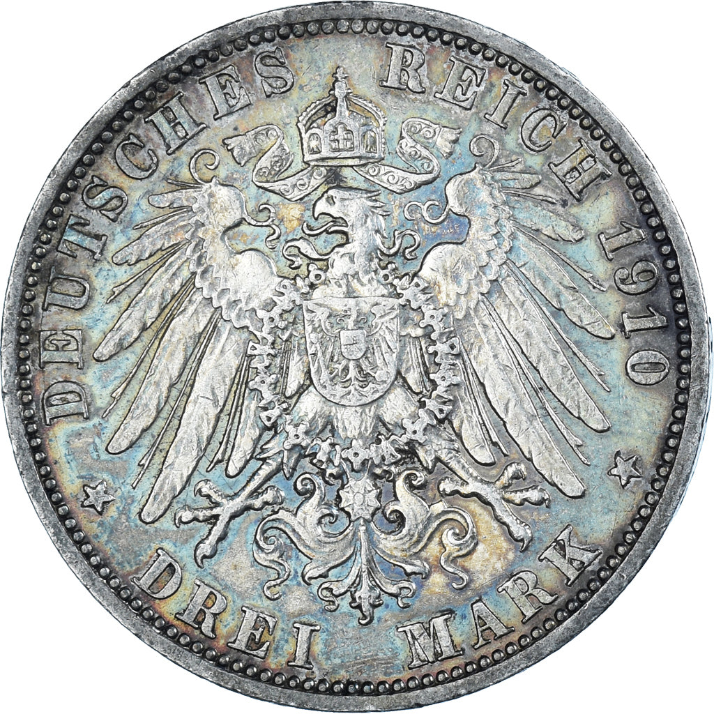 Coin, German States, PRUSSIA, Wilhelm II, 3 Mark, 1910, Berlin, AU(50-53)