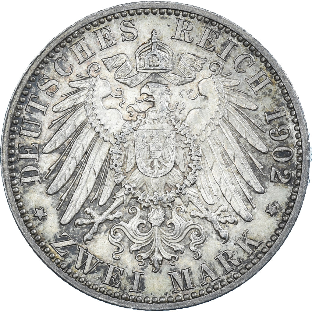 Coin, German States, BADEN, Friedrich I, 2 Mark, 1902, Karlsruhe, AU(55-58)