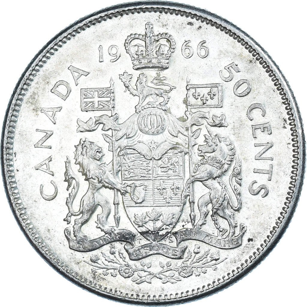 Coin, Canada, Elizabeth II, 50 Cents, 1966, Royal Canadian Mint, Ottawa