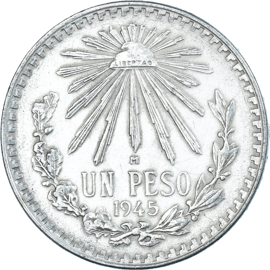 Moeda, México, Peso, 1945, Mexico City, AU(50-53), Prata, KM:455