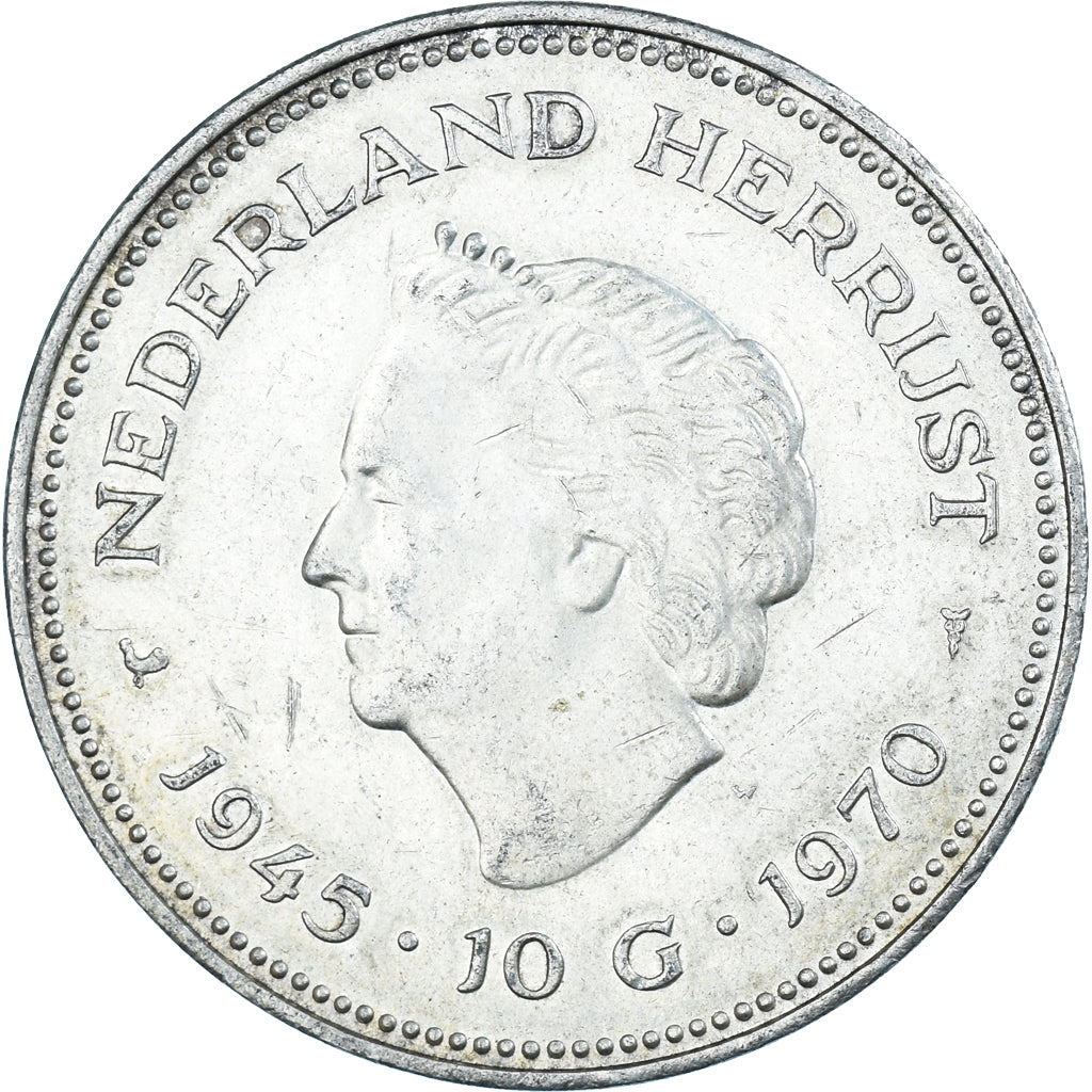 Münze, Niederlande, Juliana, 10 Gulden, 1970, SS, Silber, KM:195