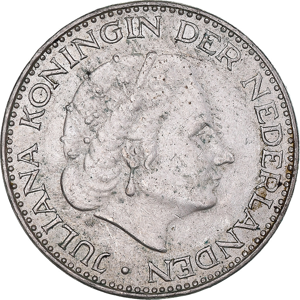 Coin, Netherlands, Juliana, Gulden, 1967, EF(40-45), Silver, KM:184