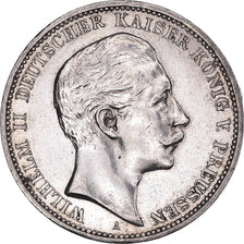 Coin, German States, PRUSSIA, Wilhelm II, 3 Mark, 1908, Berlin, Cleaned
