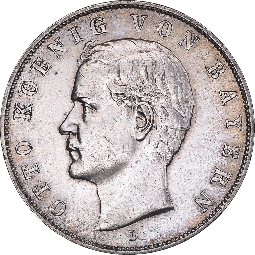 Coin, German States, BAVARIA, Otto, 3 Mark, 1910, Munich, EF(40-45), Silver
