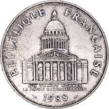 Moneda, Francia, Panthéon, 100 Francs, 1988, Paris, MBC, Plata, KM:951.1