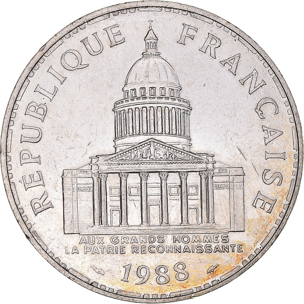 Coin, France, Panthéon, 100 Francs, 1988, Paris, AU(50-53), Silver, KM:951.1