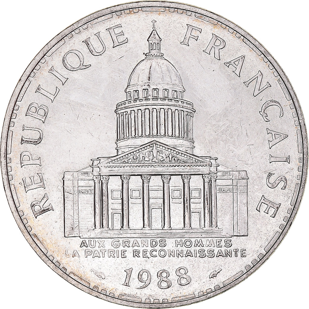 Coin, France, Panthéon, 100 Francs, 1988, Paris, AU(50-53), Silver, KM:951.1