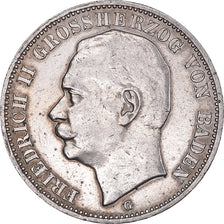 Coin, German States, BADEN, Friedrich II, 3 Mark, 1909, Stuttgart, EF(40-45)