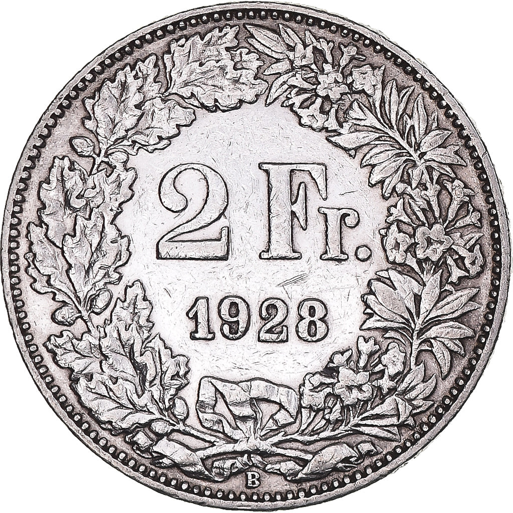 Coin, Switzerland, 2 Francs, 1928, Bern, VF(30-35), Silver, KM:21