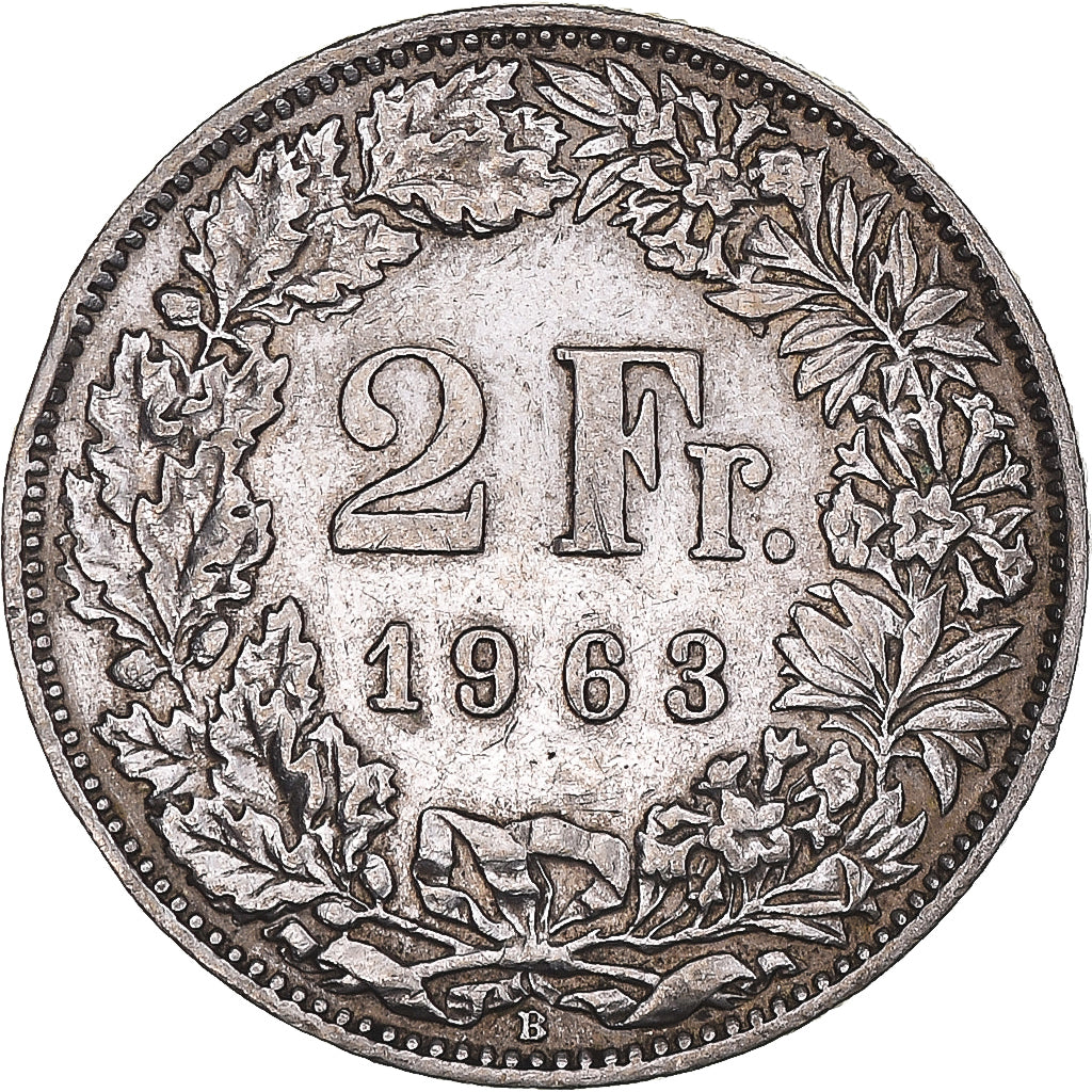 Coin, Switzerland, 2 Francs, 1963, Bern, AU(50-53), Silver, KM:21