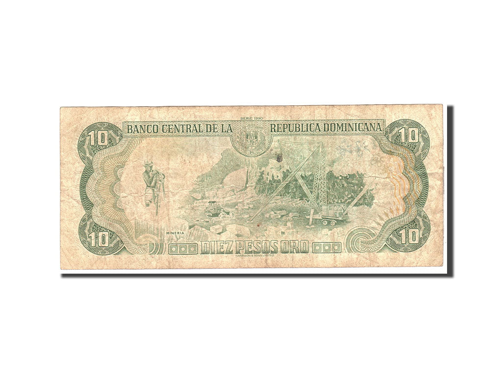 Dominican Republic, 10 Pesos Oro, 1990, Undated, KM:132, VF(20-25)