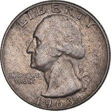 Coin, United States, Washington Quarter, Quarter, 1963, U.S. Mint, Denver