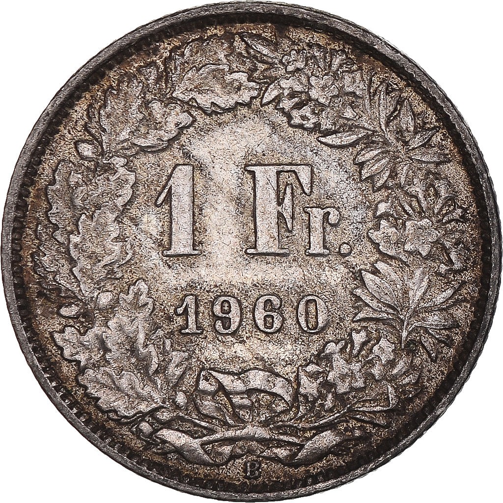 Coin, Switzerland, Franc, 1960, Bern, EF(40-45), Silver, KM:24
