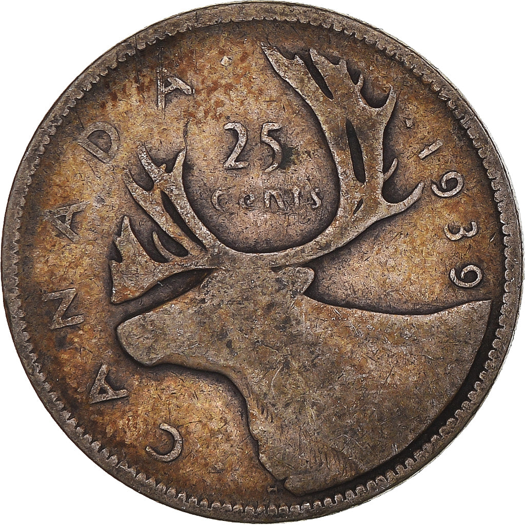 Coin, Canada, George VI, 25 Cents, 1939, Royal Canadian Mint, Ottawa, VF(20-25)