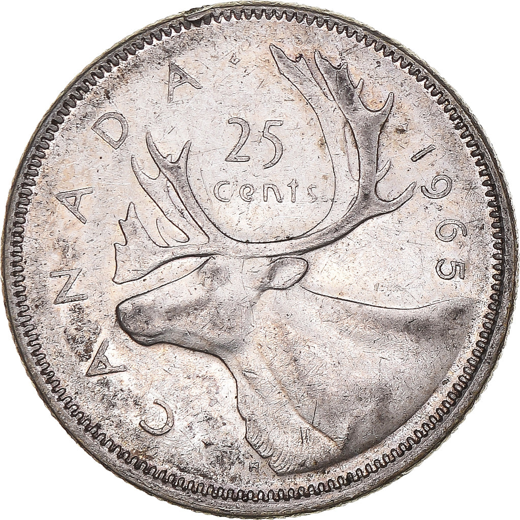 Coin, Canada, Elizabeth II, 25 Cents, 1965, Royal Canadian Mint, Ottawa