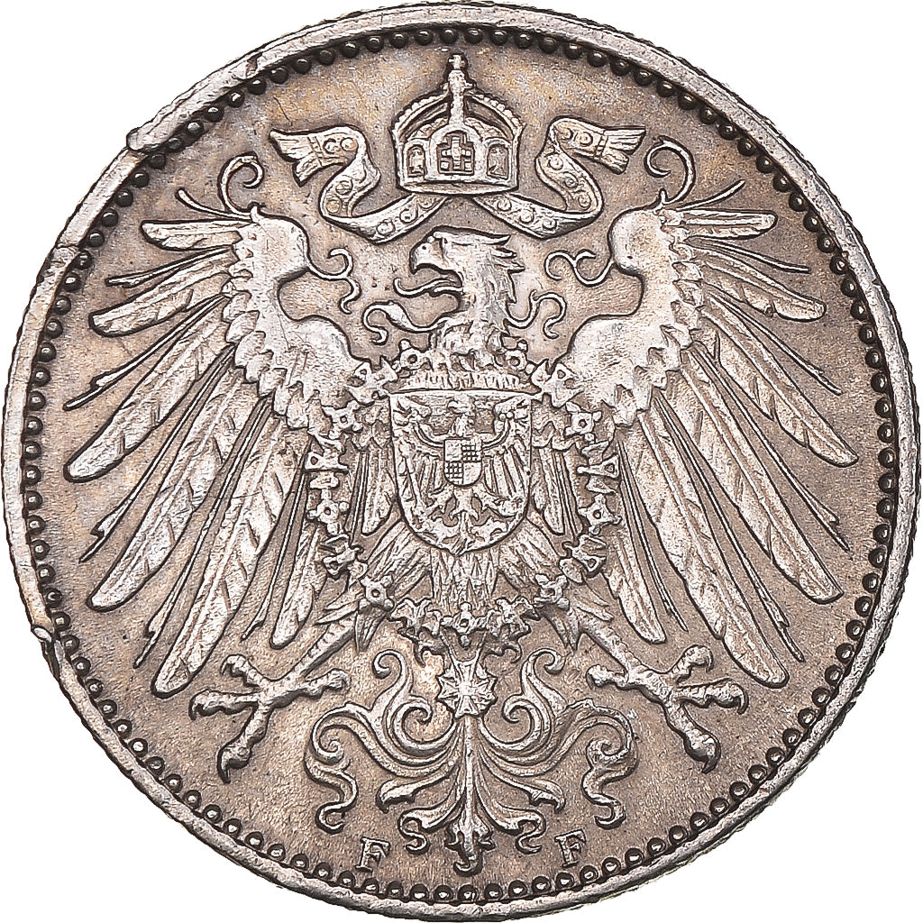 Coin, GERMANY - EMPIRE, Wilhelm II, Mark, 1914, Stuttgart, EF(40-45), Silver