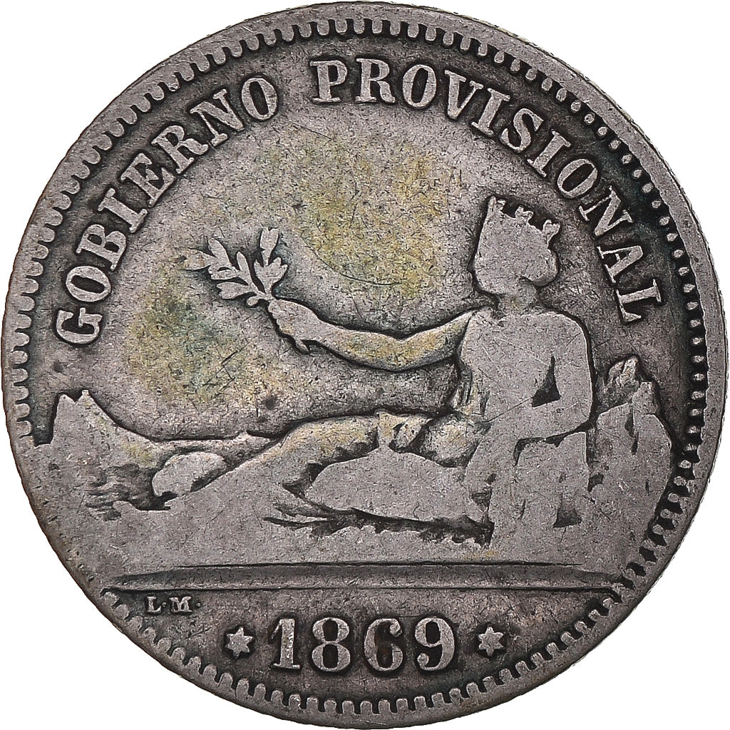 Coin, Spain, Provisional Government, Peseta, 1869, Madrid, VF(20-25), Silver