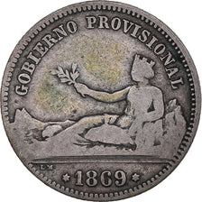 Coin, Spain, Provisional Government, Peseta, 1869, Madrid, VF(20-25), Silver
